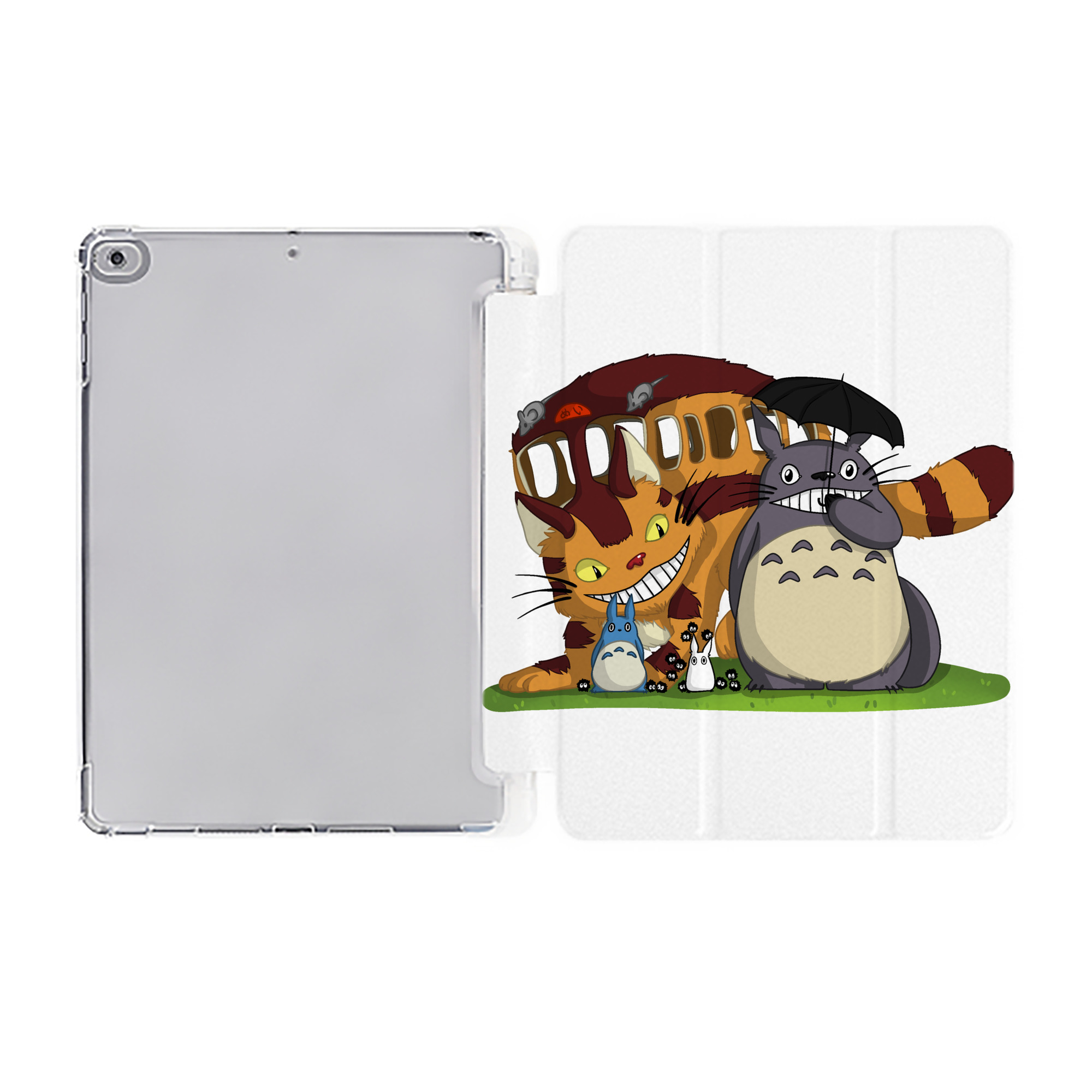 （画像用） となりのトトロ 草壁メイ 草壁サツキ My Neighbor Totoro Satsuki Kusakabe Mei Kusakabe IPad ケース ペン収納付き 三つ折りスタンド PUレザー×シリコン 対応機種9.5/10.5/10.9インチ